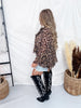 Leopard Print Sheer Chiffon Blouse With Tie Neckline & Ruffled Hem - Whiskey Skies - ODDI