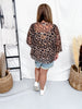 Leopard Print Short Sleeve Boxy Mesh Top - Whiskey Skies - BIBI