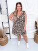 Leopard Print Sleeveless Dress W/ Bow Tied Tuck Details - Whiskey Skies - BIBI