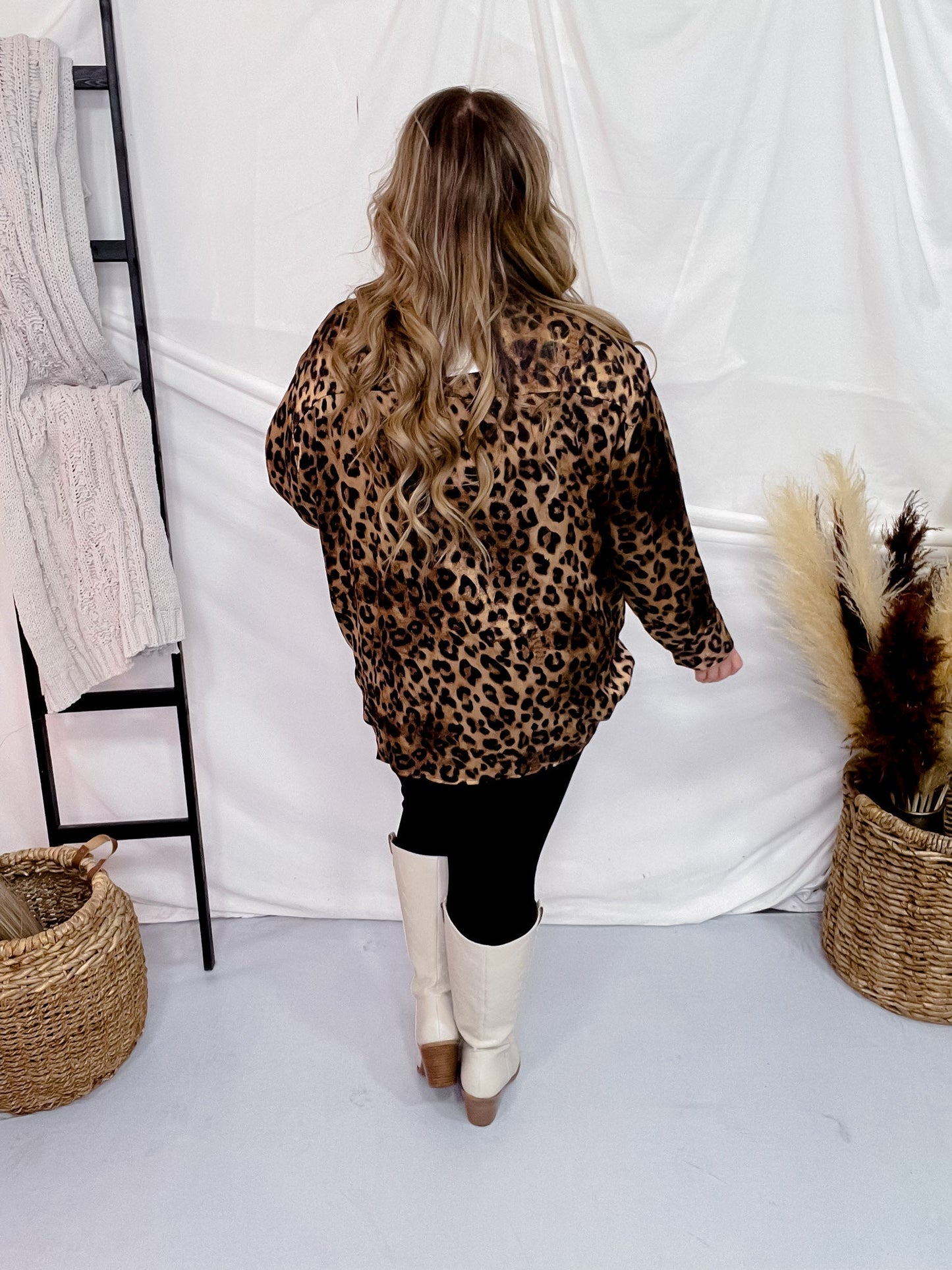 Leopard Print Tasseled Western Blouse - Whiskey Skies - J.NNA