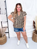 Leopard Print Tiered Short Sleeve Top W/ Edge Stitching - Whiskey Skies - BIBI
