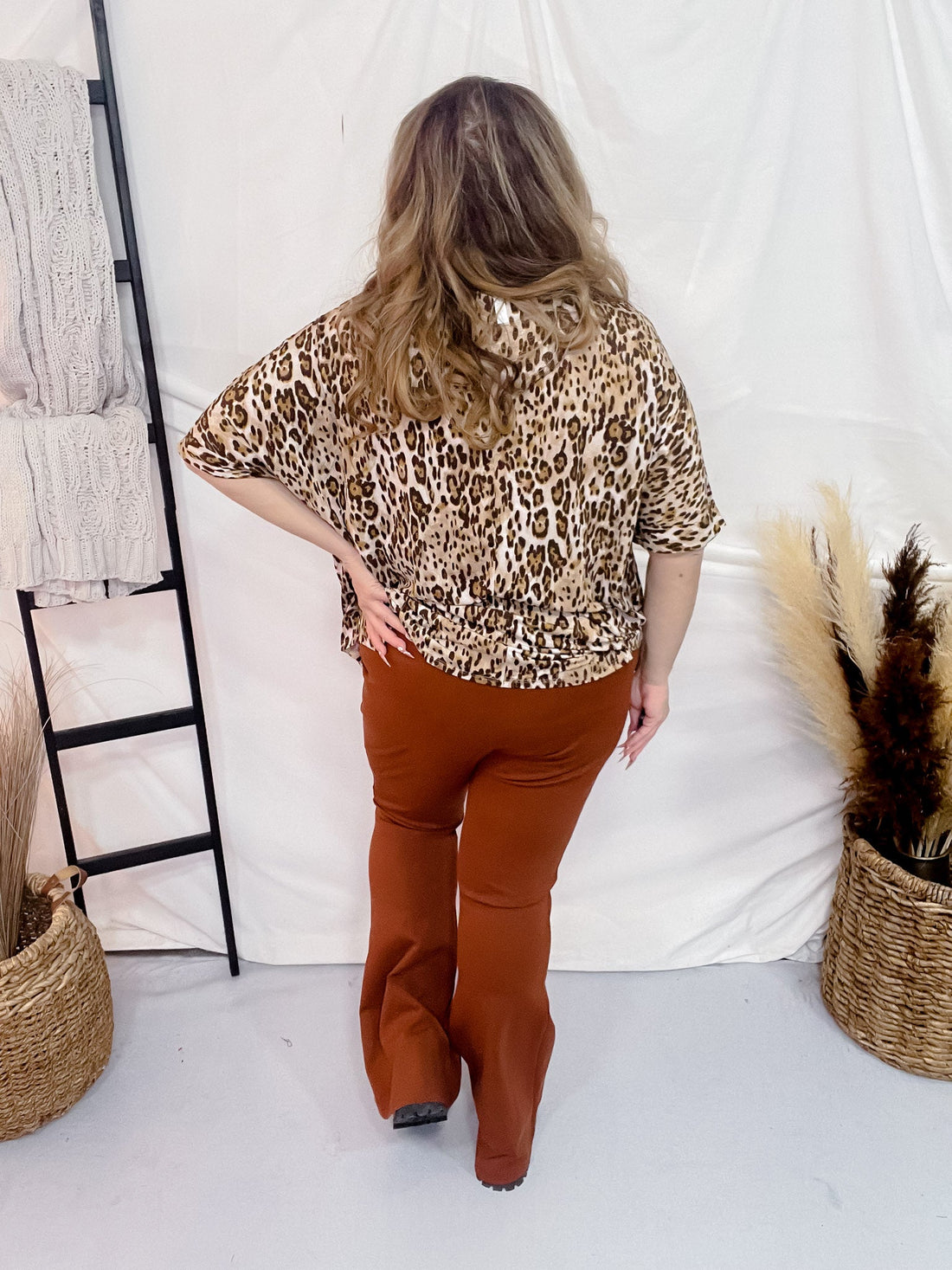 Leopard Print Top with Dolman Sleeves - Whiskey Skies - DEAR SCARLETT