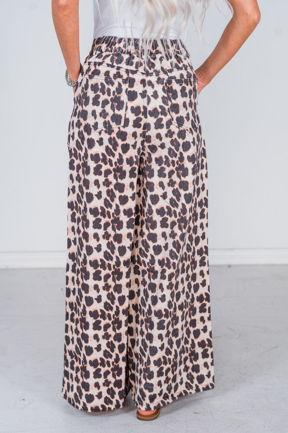 Leopard Print Wide Leg Pants with Adjustable Bottom FINAL SALE - Whiskey Skies - DAVI & DANI