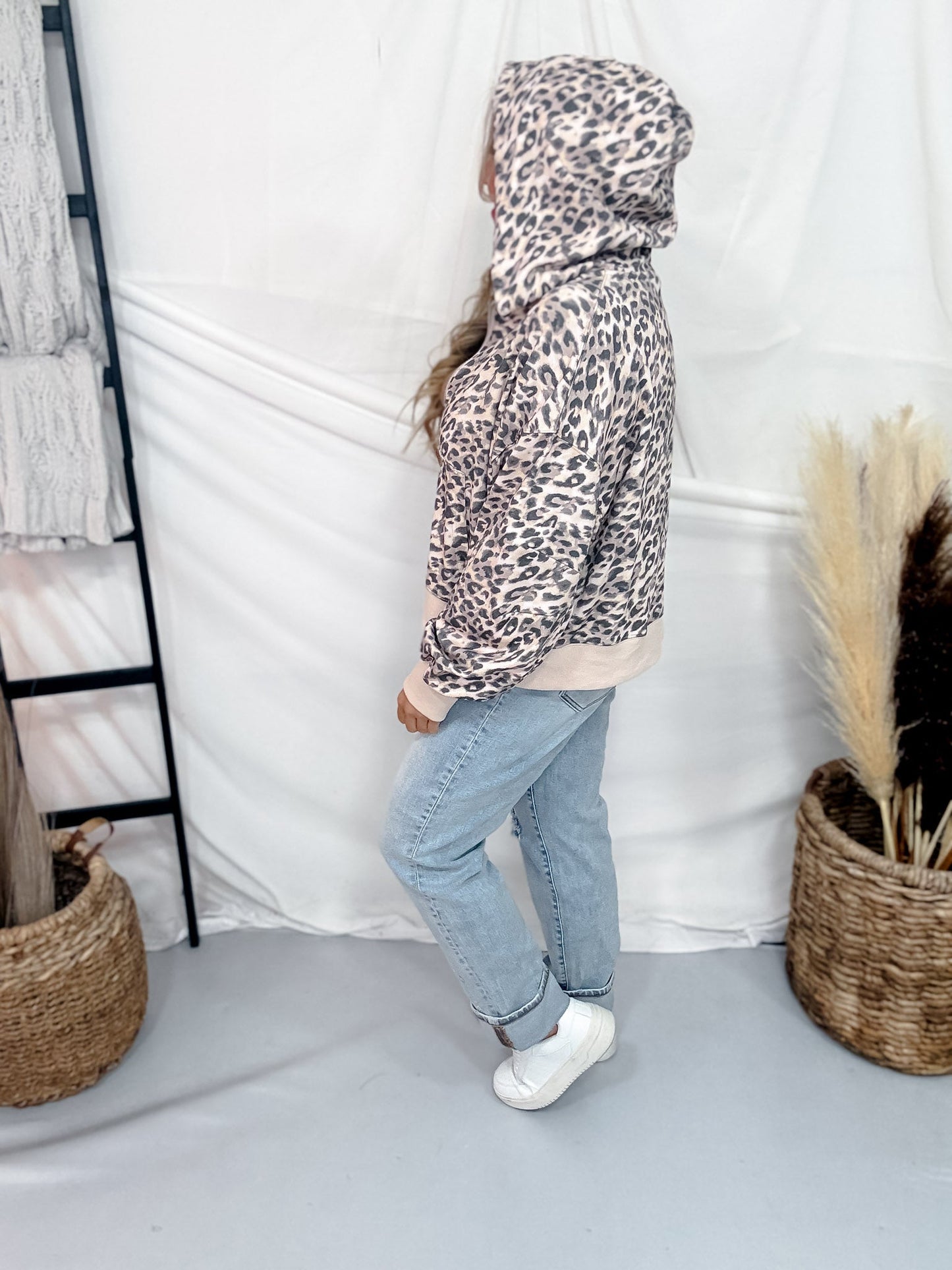 Leopard Print Zip Up Hoodie - Whiskey Skies - POLAGRAM + BAEVELY
