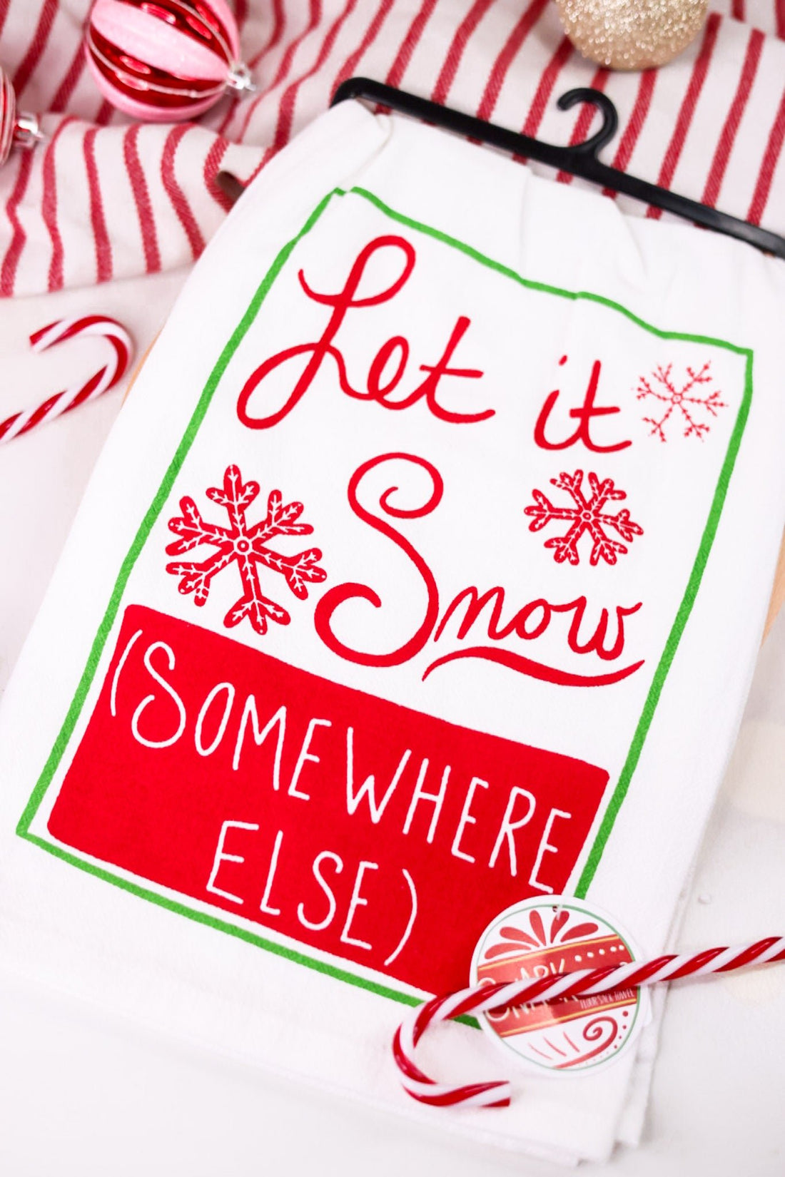 Let It Snow "Somewhere Else" Funny Christmas Towel - Whiskey Skies - KAY DEE DESIGNS