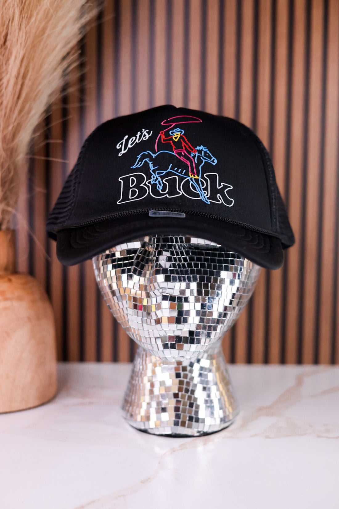 "Let's Buck" Western Snapback Neon Trucker Hat - Whiskey Skies - TRASH FLOWERS TRUCKER HATS