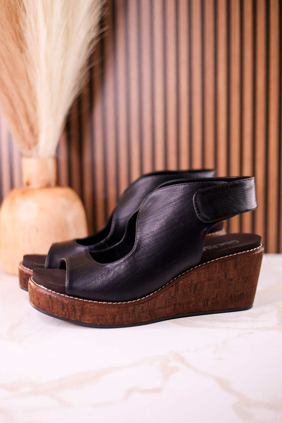 Let's Talk About It Black Wedges - Whiskey Skies - CORKYS FOOTWEAR