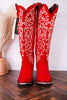 Liberty Black Aretha Red Wide Calf Boots - Whiskey Skies - LIBERTY BLACK