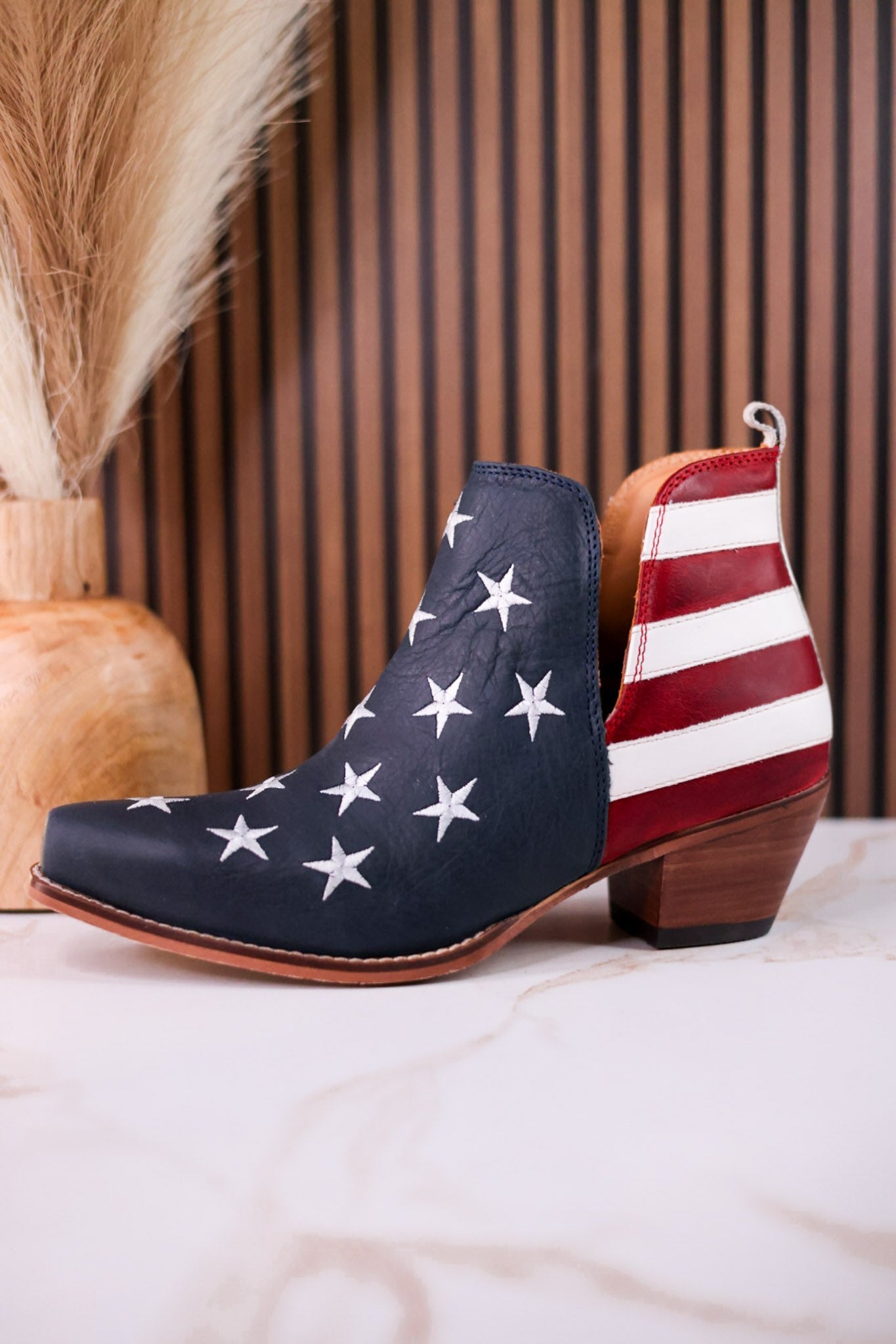 Liberty Star Leather Ankle Booties - Whiskey Skies - MYRA BAGS