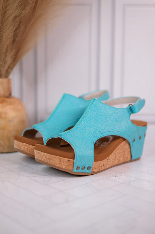 Liberty Turquoise Tooled Wedge - Whiskey Skies - VERY G