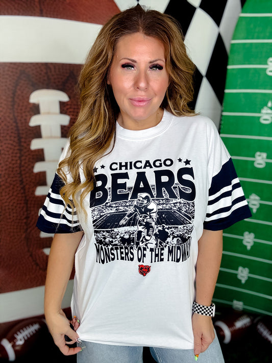 Licensed Chicago Bears Crowd Pleaser Short Sleeve Raglan Tee - Whiskey Skies - GAMEDAY COUTURE