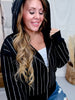 Licensed Chicago Bears Rhinestone Striped Zip Up Hoodie - Whiskey Skies - GAMEDAY COUTURE