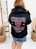 Licensed Chicago Bears Rhinestone Striped Zip Up Hoodie - Whiskey Skies - GAMEDAY COUTURE