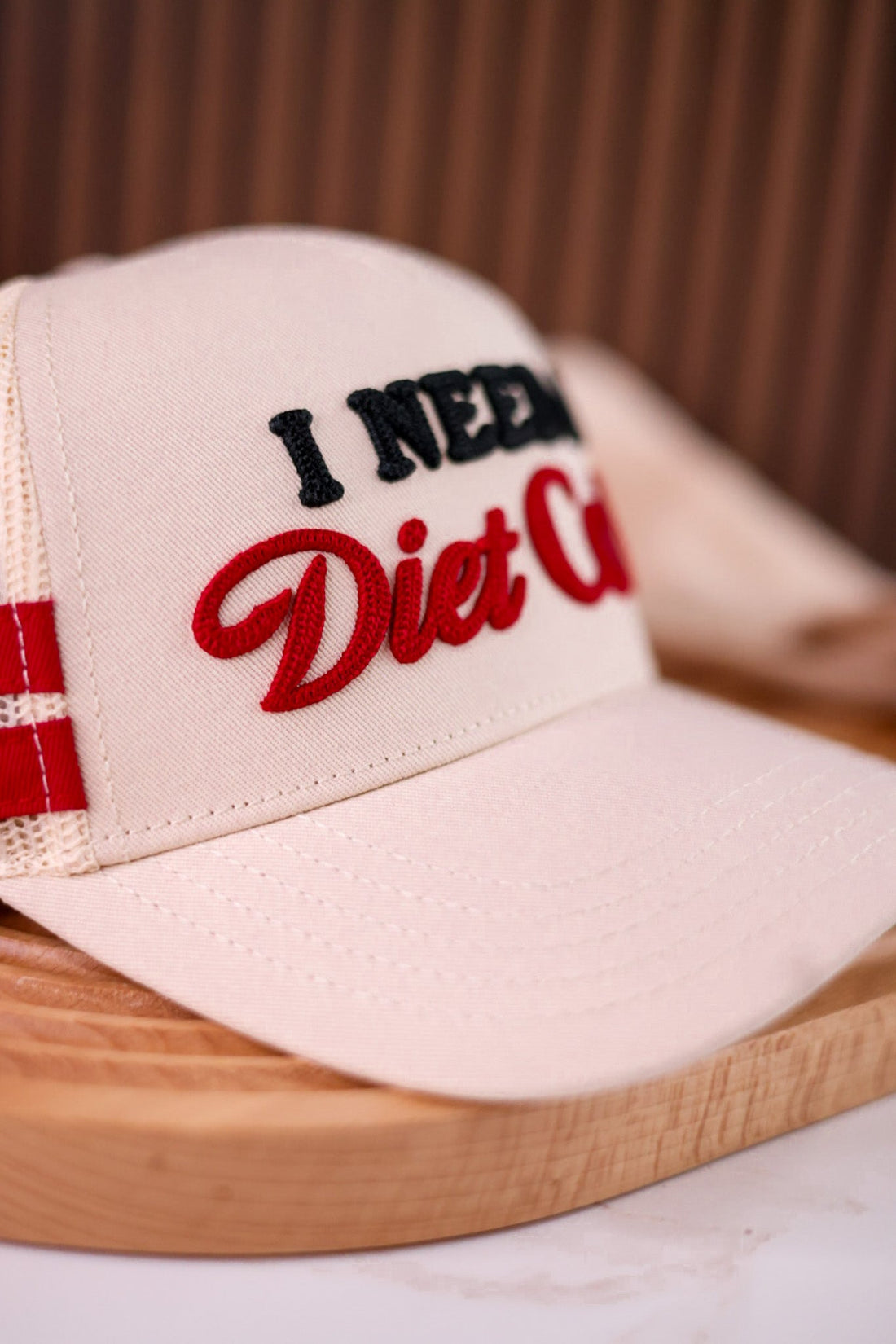 Licensed "I Need A Diet Coke" Embroidered Snap Back Hat - Whiskey Skies - AMERICAN NEEDLE