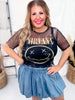 Licensed Nirvana Short Sleeve Mesh Midi Top - Whiskey Skies - ROCK OFF