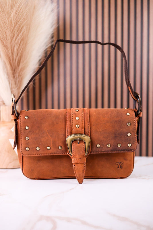 Licensed Yellowstone Amber Paradise Handbag With Rivets - Whiskey Skies - MYRA BAGS