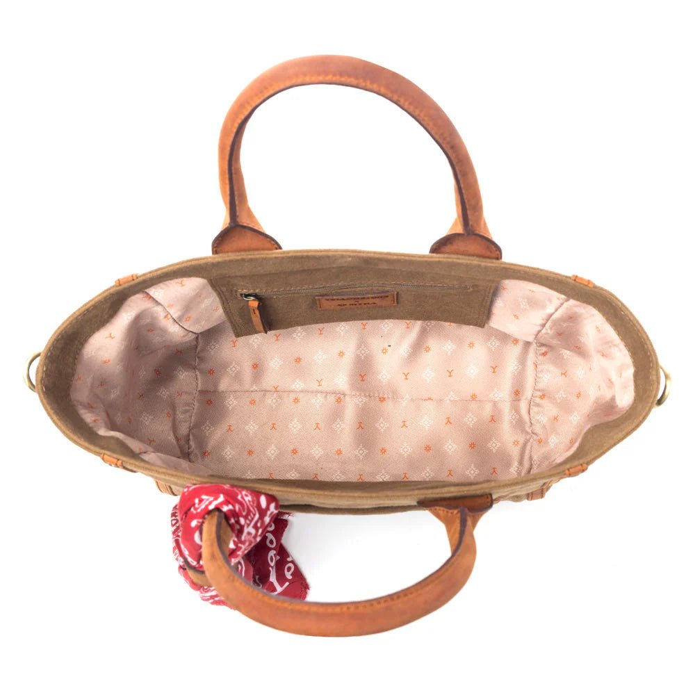 Licensed Yellowstone Echo Valley Ivory Crossbody Bag With Scarf - Whiskey Skies - MYRA BAGS