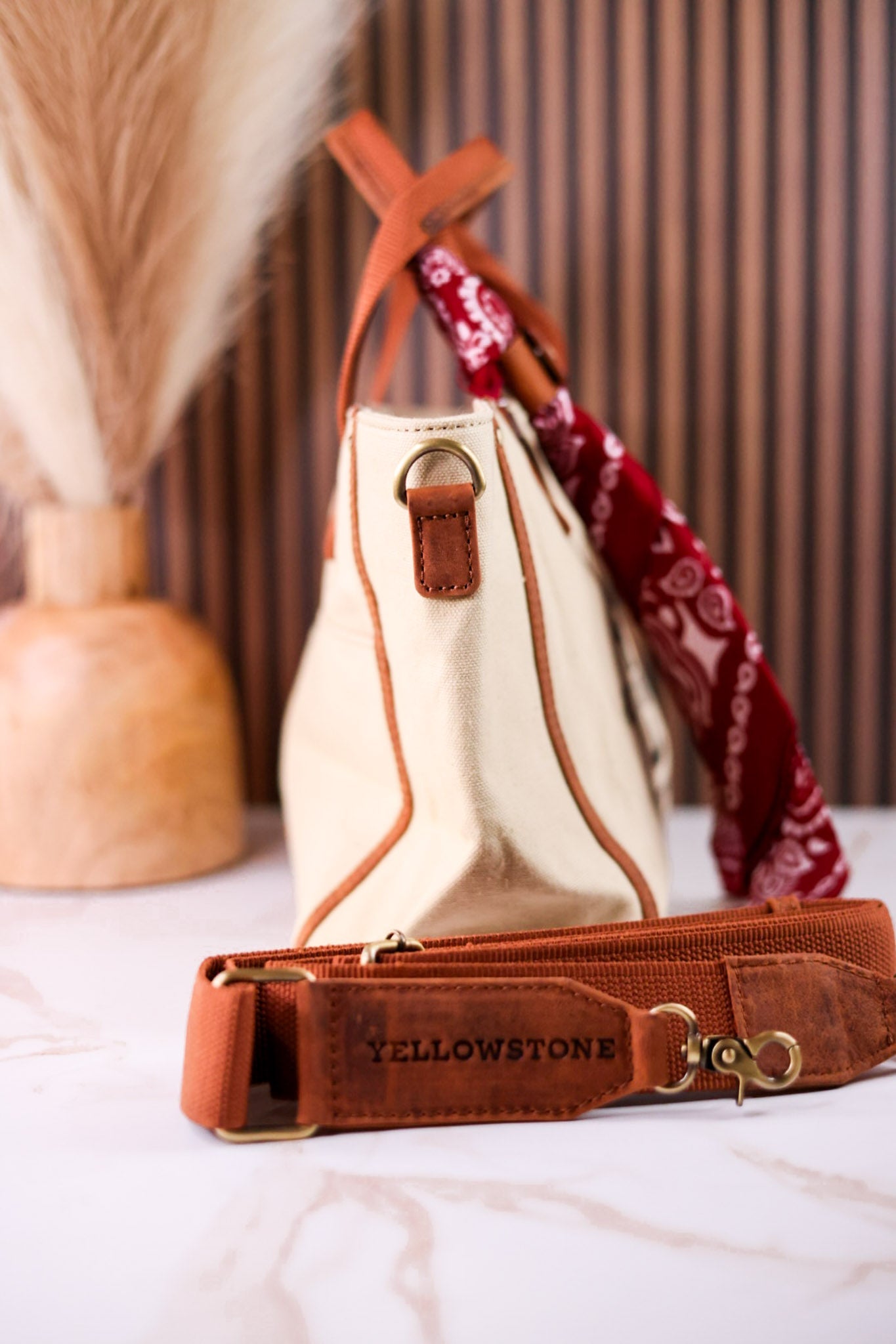 Licensed Yellowstone Echo Valley Ivory Crossbody Bag With Scarf - Whiskey Skies - MYRA BAGS