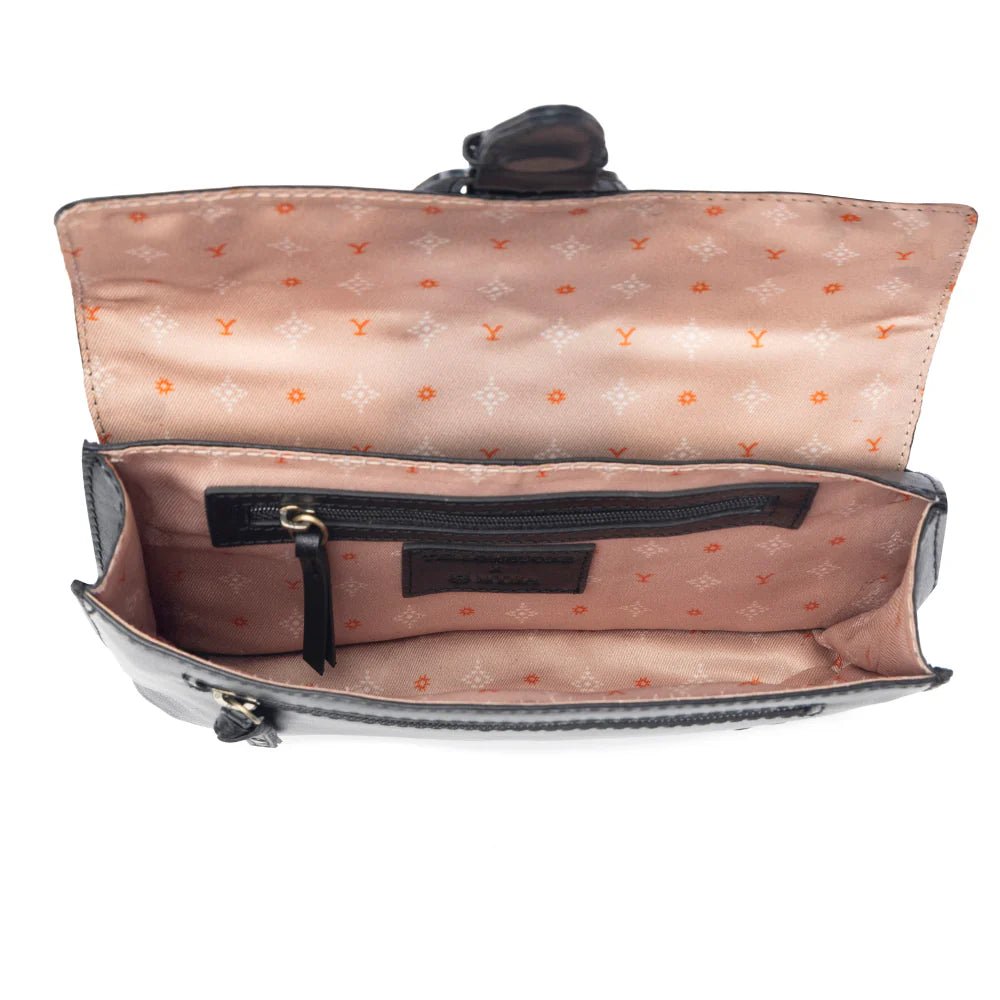 Licensed Yellowstone High Plains Studded Fanny Pack In Black - Whiskey Skies - MYRA BAGS
