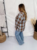 Light Blue & Brown Plaid Button Front Shacket - Whiskey Skies - EE:SOME