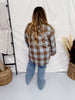 Light Blue & Brown Plaid Button Front Shacket - Whiskey Skies - EE:SOME