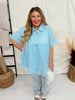 Light Blue Dolman Sleeve Babydoll Top - Whiskey Skies - ANDREE BY UNIT