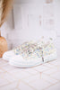 Light Blue Floral Aman Sneakers With Rhinestone Laces - Whiskey Skies - VERY G