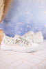 Light Blue Floral Aman Sneakers With Rhinestone Laces - Whiskey Skies - VERY G