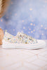 Light Blue Floral Aman Sneakers With Rhinestone Laces - Whiskey Skies - VERY G