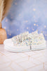 Light Blue Floral Aman Sneakers With Rhinestone Laces - Whiskey Skies - VERY G