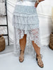 Light Blue Lace Tiered Maxi Skirt - Whiskey Skies - POLAGRAM + BAEVELY
