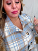 Light Blue Plaid Button Down Shacket - Whiskey Skies - ANDREE BY UNIT
