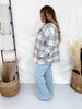 Light Blue Plaid Button Down Shacket - Whiskey Skies - ANDREE BY UNIT