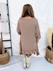 Light Brown 3/4 Sleeve High Low Tunic Dress With Ruffled Hems - Whiskey Skies - BLUEVELVET