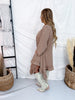 Light Brown 3/4 Sleeve High Low Tunic Dress With Ruffled Hems - Whiskey Skies - BLUEVELVET