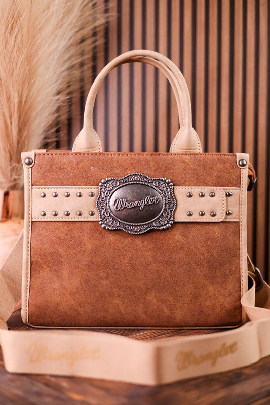 Light Brown Wrangler Concealed Carry Tote Bag With Belt Buckle - Whiskey Skies - MONTANA WEST