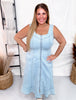 Light Chambray Denim Scoop Neck Maxi Dress - Whiskey Skies - WHITE BIRCH