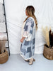 Light Denim Patchwork 3/4 Sleeve Cardigan W/ Lace Details - Whiskey Skies - POL CLOTHING INC.