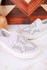 Light Gray Crackle Marian Slip On Sneakers - Whiskey Skies - VERY G