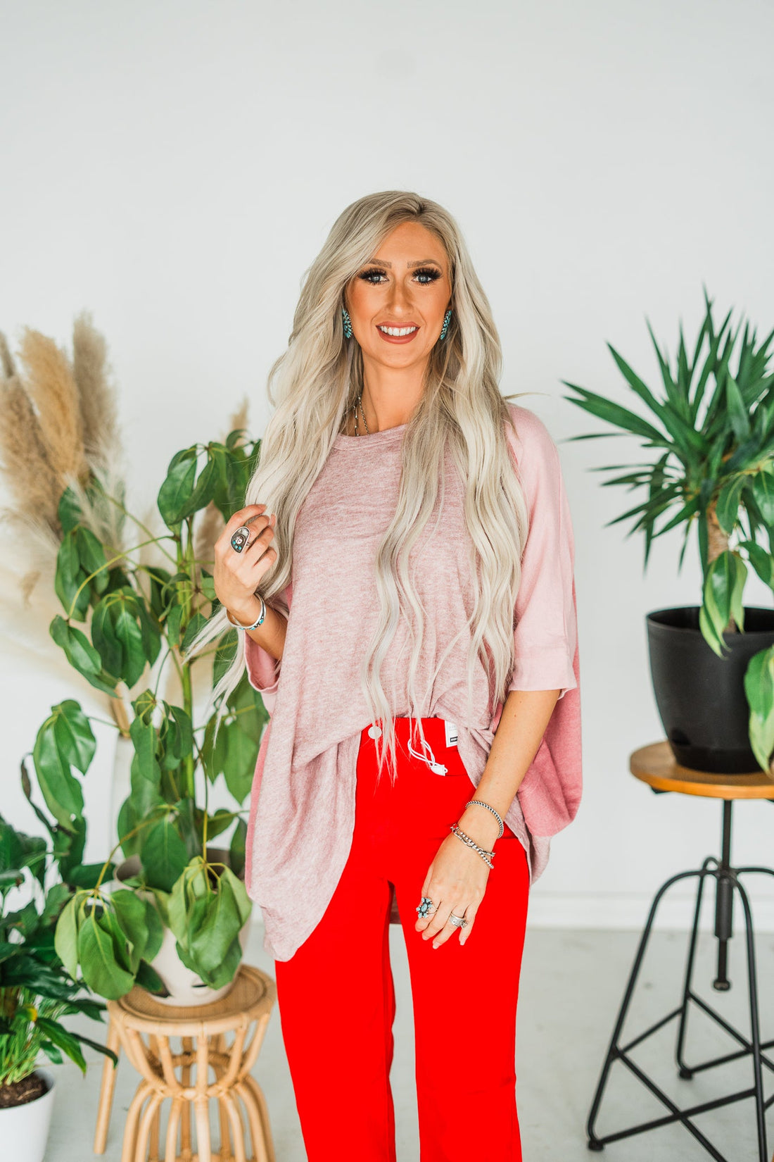 Light Mauve Drop Sleeve Poncho Top - Whiskey Skies - ANDREE BY UNIT