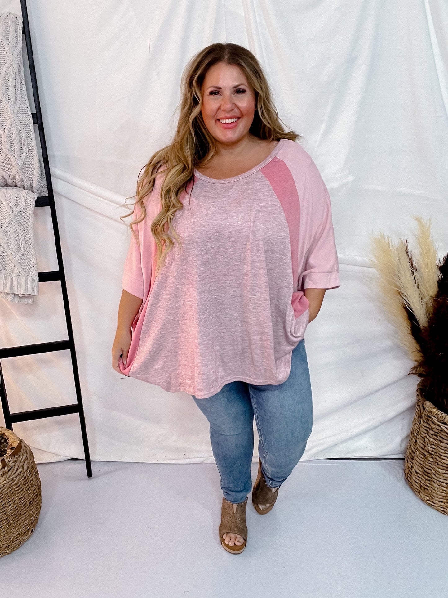 Light Mauve Drop Sleeve Poncho Top - Whiskey Skies - ANDREE BY UNIT