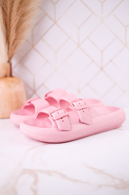 Light Pink Cushioned Waterproof Slides - Whiskey Skies - SPRING FOOTWEAR