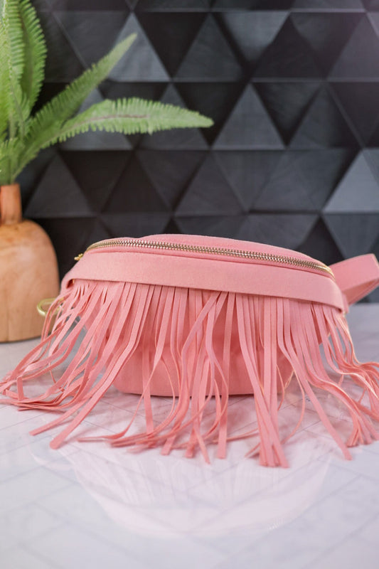 Light Pink Removable Fringe Fanny Pack - Whiskey Skies - THOMAS & LEE CO.