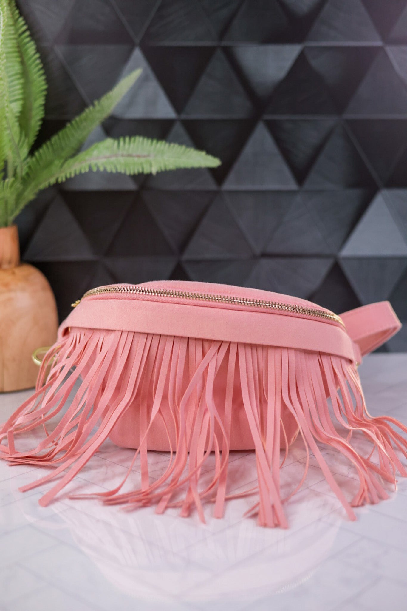 Light Pink Removable Fringe Fanny Pack - Whiskey Skies - THOMAS & LEE CO.
