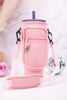 Light Pink Tumbler Holder with Strap and Zipper Pouch - Whiskey Skies - CAINIAO