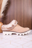 Light Taupe Mahika Fur Lined Clog - Whiskey Skies - VERY G