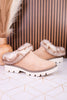 Light Taupe Mahika Fur Lined Clog - Whiskey Skies - VERY G