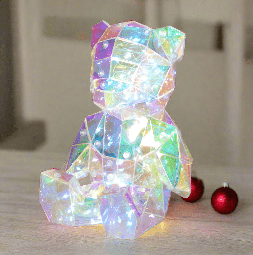 Light Up Holographic Bear in a Gift Box - Whiskey Skies - GERSON COMPANIES