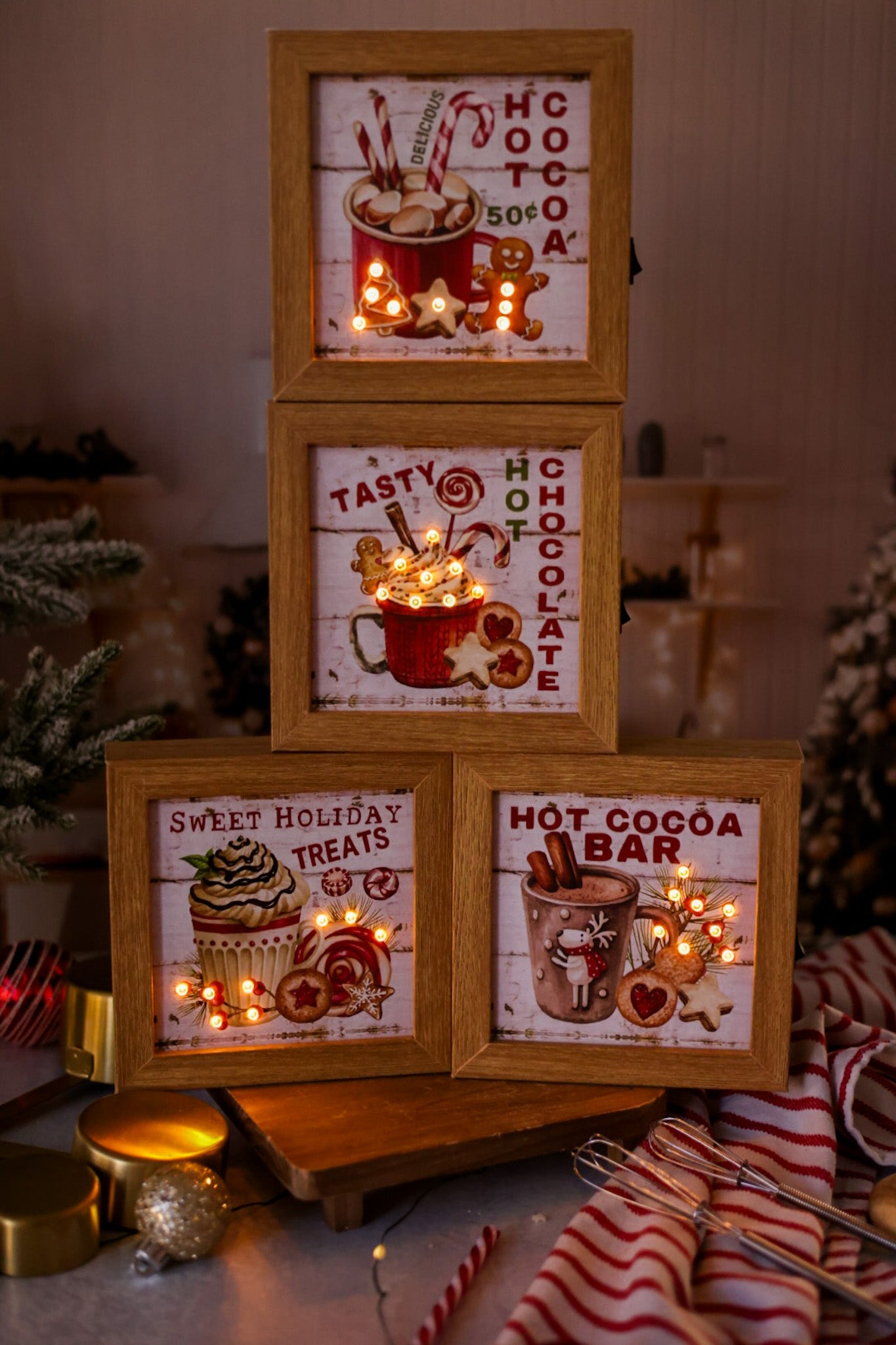 Light Up Hot Cocoa Holiday Bakery Signs (4 Styles) - Whiskey Skies - GERSON COMPANIES