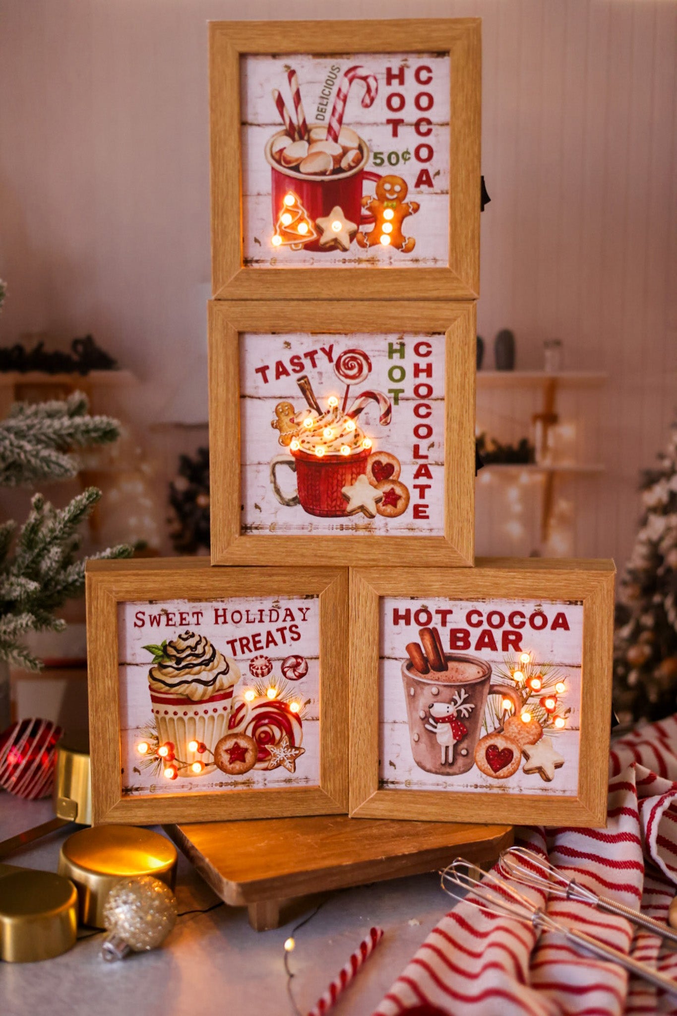 Light Up Hot Cocoa Holiday Bakery Signs (4 Styles) - Whiskey Skies - GERSON COMPANIES